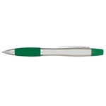Twin-Write Pen With Highlighter - Silver With Green