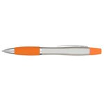 Twin-Write Pen With Highlighter - Silver With Orange