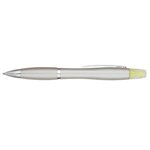 Twin-Write Pen With Highlighter - Silver With Silver
