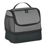 Two Compartment Lunch Pail Bag - Gray With Black