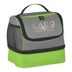 Two Compartment Lunch Pail Bag - Gray With Lime