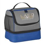 Two Compartment Lunch Pail Bag - Gray With Royal Blue