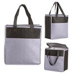 Two-Tone Flat Top Insulated Non-Woven Grocery Tote - Gray-black