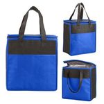 Two-Tone Flat Top Insulated Non-Woven Grocery Tote - Reflex Blue-black