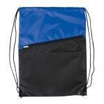 Two-Tone Polyester Drawstring Backpack w/ Zipper - Blue