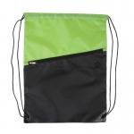 Two-Tone Polyester Drawstring Backpack w/ Zipper - Lime Green