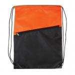 Two-Tone Polyester Drawstring Backpack w/ Zipper - Orange