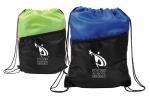Two-Tone Polyester Drawstring Backpack w/ Zipper -  