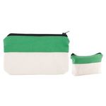 Two-Tone Zip Cotton Valuables/School Supplies Pouch - Green