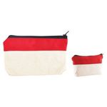 Two-Tone Zip Cotton Valuables/School Supplies Pouch - Red