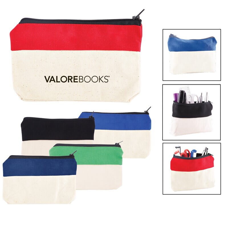 Main Product Image for Two-Tone Zip Cotton Valuables/School Supplies Pouch