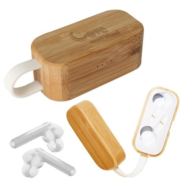 Main Product Image for Advertising TWS Earbuds In Bamboo Charging Case