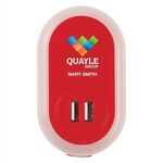 UL Listed Nightlight A/C Adapter With Dual USB Ports - Red/white With Red
