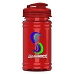 UpCycle - Mini 16 oz. rPet Sports Bottle with USA Flip Lid - Transparent Red