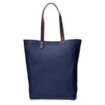 Urban Cotton Tote with Leather Handles - Blue-navy
