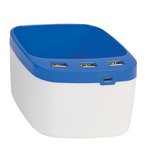 USB Desk Caddy - White With Blue