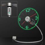 USB Powered LED Light Clock Desk Fan - Silver-green-red