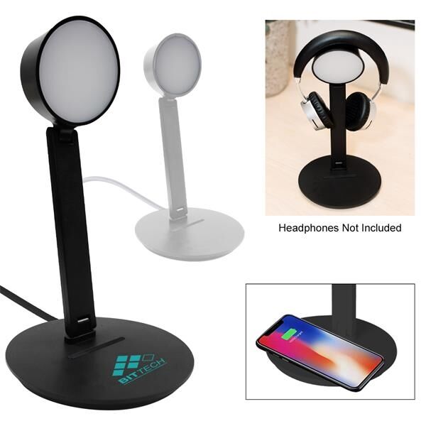 Main Product Image for Vanity Light Wireless Charger With Headphone Stand