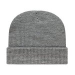 Waffle Knit Cap with Cuff - Light Heather