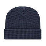 Waffle Knit Cap with Cuff - Navy