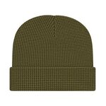 Waffle Knit Cap with Cuff - Olive