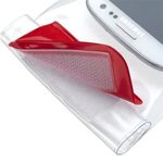 Waterproof Phone Pouch With Cord - Clear with Red