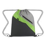 Waverly Drawstring Sports Pack - Black Lime Gray