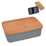 Wheat Lunch Set With Bamboo Lid - Gray