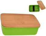 Wheat Lunch Set With Bamboo Lid - Lime