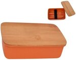 Wheat Lunch Set With Bamboo Lid - Orange