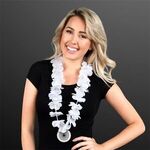White Flower Lei Necklace with Medallion (Non-Light Up) -  