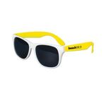 White Frame Classic Sunglasses - White-neon Yellow