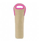 Wine Tote-Burlap Neoprene Single - Hot Pink