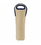 Wine Tote-Burlap Neoprene Single - Navy