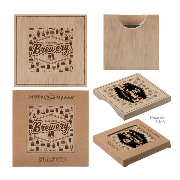 Main Product Image for Wood Bottle Opener Coaster