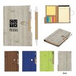 Woodgrain Look Notebook With Sticky Notes And Flags - Brown