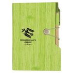 Woodgrain Look Notebook With Sticky Notes And Flags - Lime