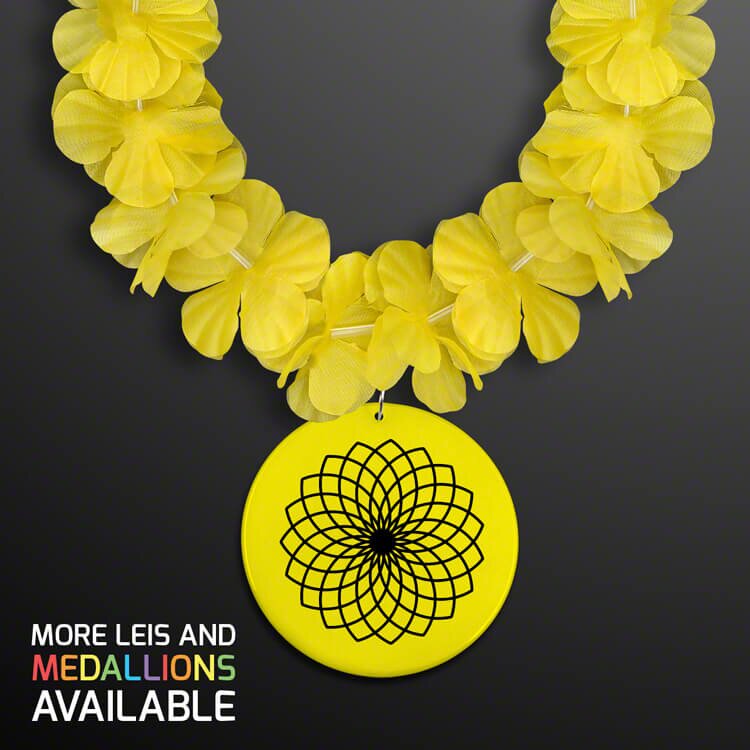 Main Product Image for Yellow Flower Lei Necklace with Medallion (Non-Light Up)
