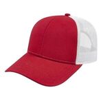 Youth Trucker with Modified Flat Bill Cap - Red-white