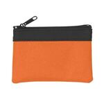 Zippered Coin Pouch - Orange With Black