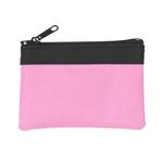 Zippered Coin Pouch - Pink With Black