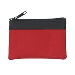 Zippered Coin Pouch - Red With Black
