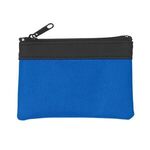 Zippered Coin Pouch - Royal Blue With Black