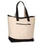 Zippered Cotton Boat Tote - Black