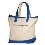 Zippered Cotton Boat Tote - Blue