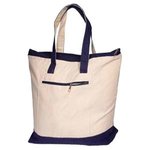 Zippered Cotton Boat Tote - Navy