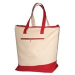 Zippered Cotton Boat Tote - Red