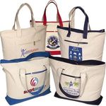 Zippered Cotton Boat Tote -  