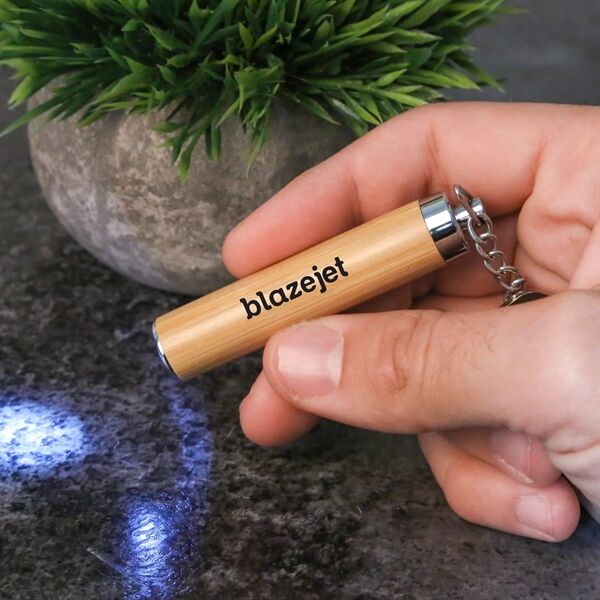 Main Product Image for Custom Printed Blakely Bamboo LED Keychain Flashlight