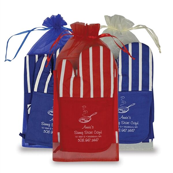 Main Product Image for Branded Chef's Therma-Grip Striped Oven Mitt & Apron Combo